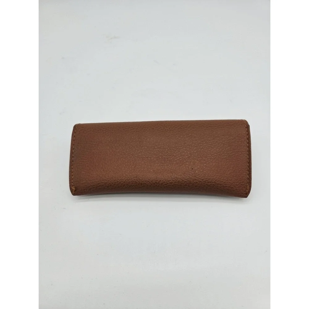 Ray Ban Sunglass Case Holder‎ - Brown Tan Pebble Leather Snap Closure